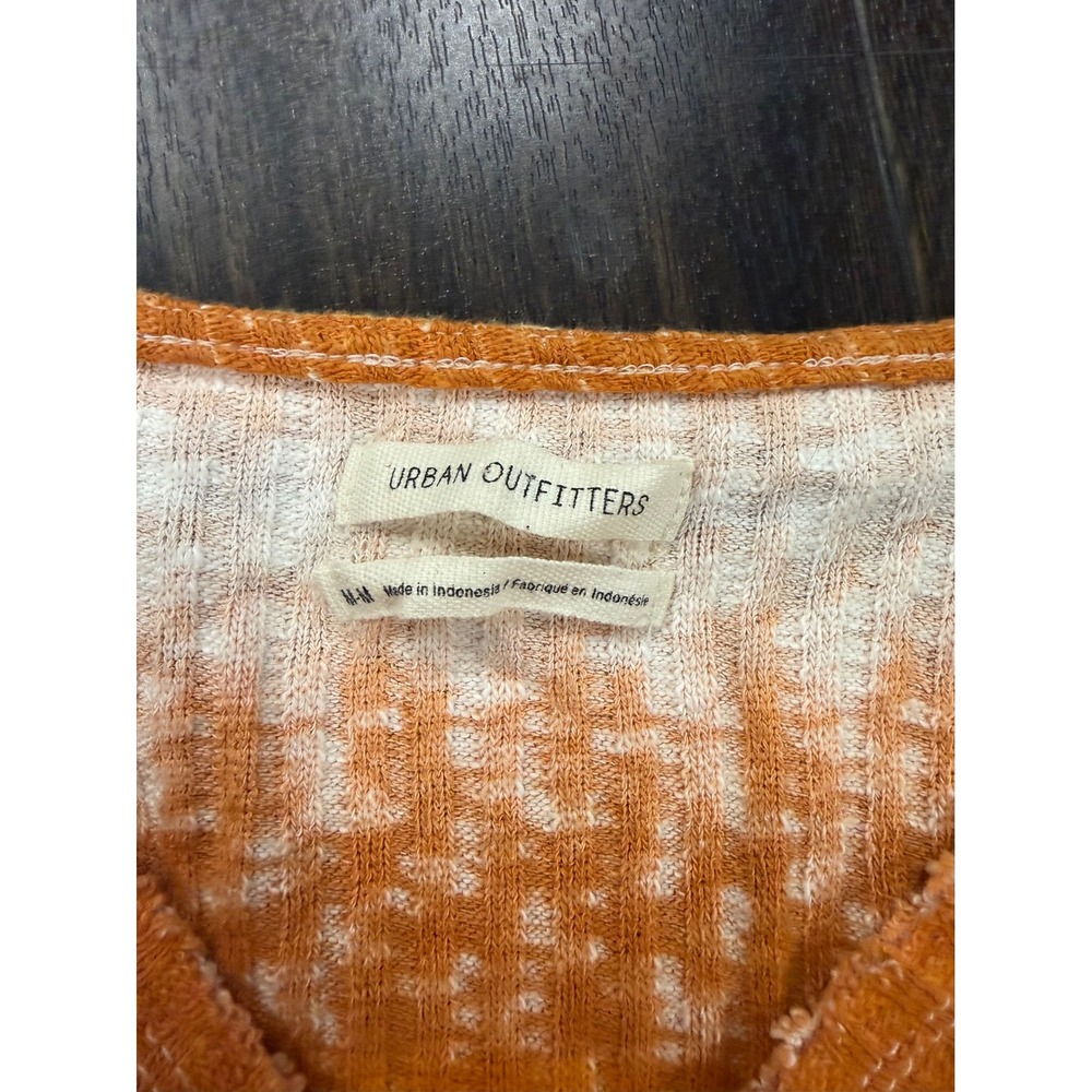 Urban Outfitters Orange Striped Space Dye Off-The-Shoulder Crop Top Size Medium - Picture 2 of 2
